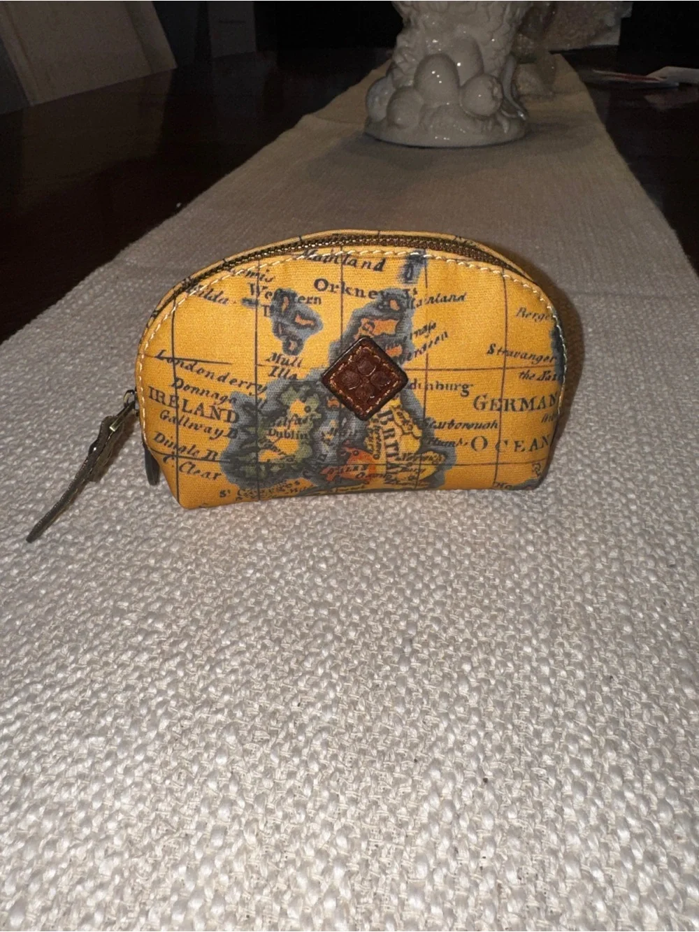 Patricia Nash Map Print Leather Coin/Cosmetic Zipper Pouch NWOT